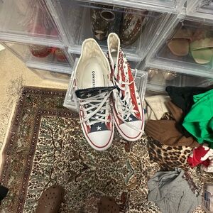 Converse Red and White Studded High-Tops